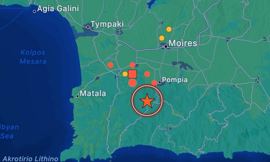 Κρήτη: Σεισμός ΝΑ του Τυμπακίου Ηρακλείου
